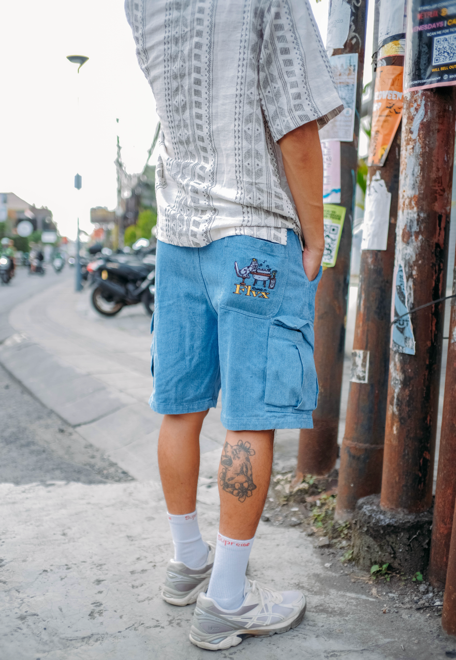 Washed Jorts - Light Blue